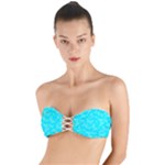 Aqua Blue Butterfly Print Twist Bandeau Bikini Top