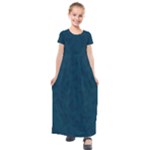 Indigo Dye Blue Butterfly Pattern Kids  Short Sleeve Maxi Dress