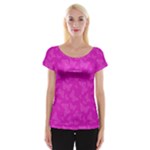 Fuchsia Butterfly Print  Cap Sleeve Top