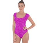 Fuchsia Butterfly Print  Short Sleeve Leotard 