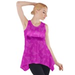 Fuchsia Butterfly Print  Side Drop Tank Tunic