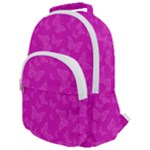 Fuchsia Butterfly Print  Rounded Multi Pocket Backpack