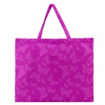 Fuchsia Butterfly Print  Zipper Large Tote Bag