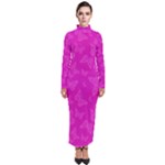 Fuchsia Butterfly Print  Turtleneck Maxi Dress