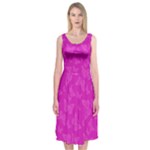 Fuchsia Butterfly Print  Midi Sleeveless Dress