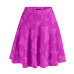 Fuchsia Butterfly Print  High Waist Skirt