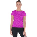 Fuchsia Butterfly Print  Short Sleeve Sports Top 