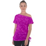 Fuchsia Butterfly Print  Tie-Up Tee