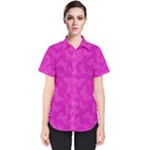 Fuchsia Butterfly Print  Women s Short Sleeve Shirt