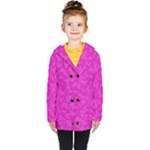 Fuchsia Butterfly Print  Kids  Double Breasted Button Coat