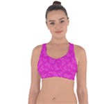 Fuchsia Butterfly Print  Cross String Back Sports Bra