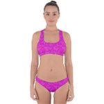 Fuchsia Butterfly Print  Cross Back Hipster Bikini Set