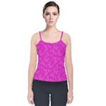 Fuchsia Butterfly Print  Velvet Spaghetti Strap Top