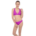 Fuchsia Butterfly Print  Classic Banded Bikini Set 