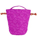 Fuchsia Butterfly Print  Drawstring Bucket Bag