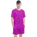 Fuchsia Butterfly Print  Men s Mesh Tee and Shorts Set