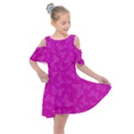 Fuchsia Butterfly Print  Kids  Shoulder Cutout Chiffon Dress