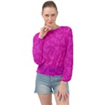 Fuchsia Butterfly Print  Banded Bottom Chiffon Top