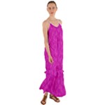 Fuchsia Butterfly Print  Cami Maxi Ruffle Chiffon Dress