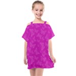 Fuchsia Butterfly Print  Kids  One Piece Chiffon Dress