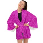 Fuchsia Butterfly Print  Long Sleeve Kimono