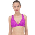 Fuchsia Butterfly Print  Classic Banded Bikini Top