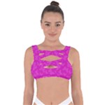 Fuchsia Butterfly Print  Bandaged Up Bikini Top