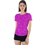 Fuchsia Butterfly Print  Back Cut Out Sport Tee