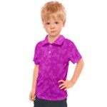 Fuchsia Butterfly Print  Kids  Polo Tee