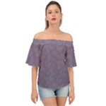 Grape Compote Butterfly Print Off Shoulder Short Sleeve Top