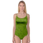 Avocado Green Butterfly Print Camisole Leotard 