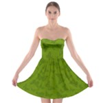 Avocado Green Butterfly Print Strapless Bra Top Dress