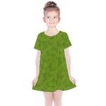 Avocado Green Butterfly Print Kids  Simple Cotton Dress