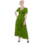 Avocado Green Butterfly Print Button Up Short Sleeve Maxi Dress