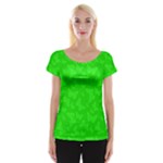 Chartreuse Green Butterfly Print Cap Sleeve Top