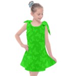 Chartreuse Green Butterfly Print Kids  Tie Up Tunic Dress