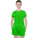 Chartreuse Green Butterfly Print Women s Tee and Shorts Set