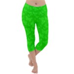 Chartreuse Green Butterfly Print Lightweight Velour Capri Yoga Leggings