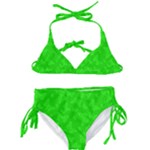 Chartreuse Green Butterfly Print Kids  Classic Bikini Set