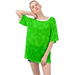 Chartreuse Green Butterfly Print Oversized Chiffon Top