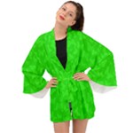 Chartreuse Green Butterfly Print Long Sleeve Kimono