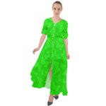 Chartreuse Green Butterfly Print Waist Tie Boho Maxi Dress