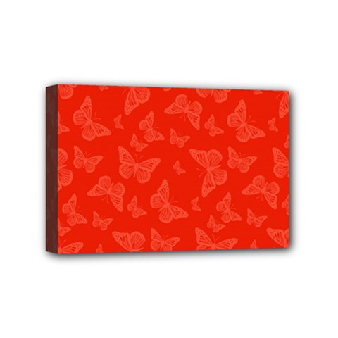 Vermilion Red Butterfly Print Mini Canvas 6  x 4  (Stretched) from ArtsNow.com