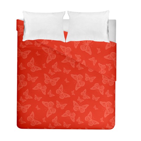 Vermilion Red Butterfly Print Duvet Cover Double Side (Full/ Double Size) from ArtsNow.com
