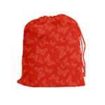 Vermilion Red Butterfly Print Drawstring Pouch (XL)