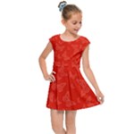 Vermilion Red Butterfly Print Kids  Cap Sleeve Dress