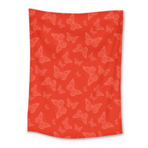Vermilion Red Butterfly Print Medium Tapestry from ArtsNow.com