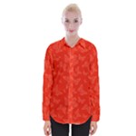 Vermilion Red Butterfly Print Womens Long Sleeve Shirt