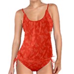 Vermilion Red Butterfly Print Tankini Set