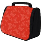 Vermilion Red Butterfly Print Full Print Travel Pouch (Big)